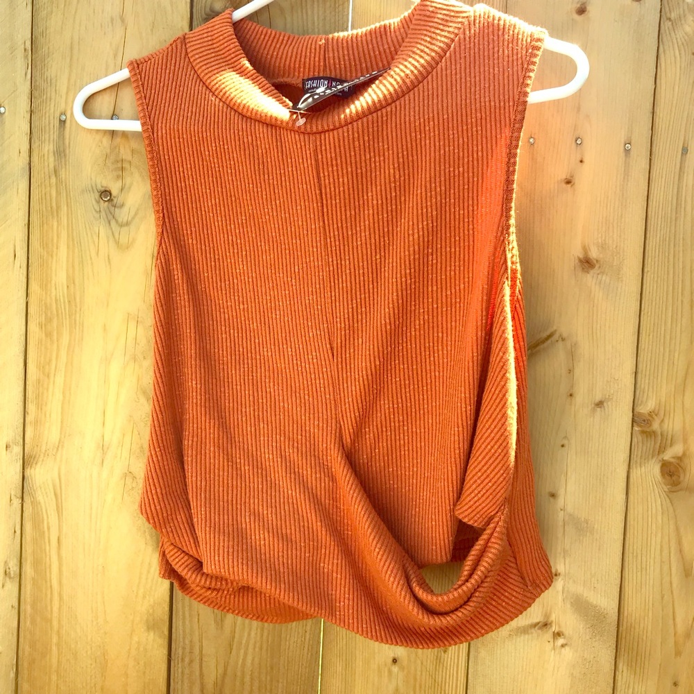 Rust Orange Sweater Crop Top